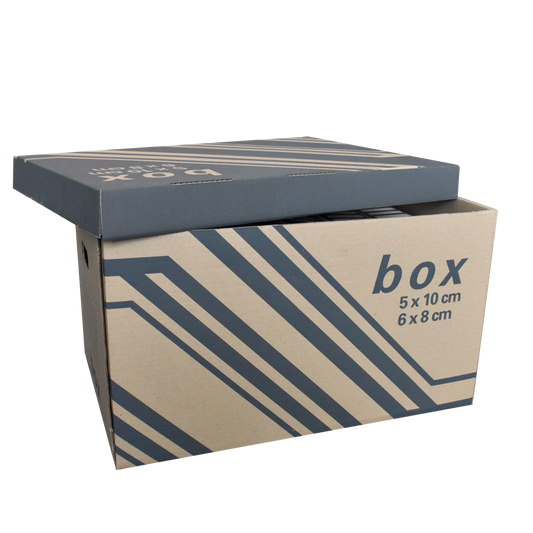Archiváló konténer karton doboz fedeles 52x35x30cm, külön záródó levehető fedéllel Fornax kép