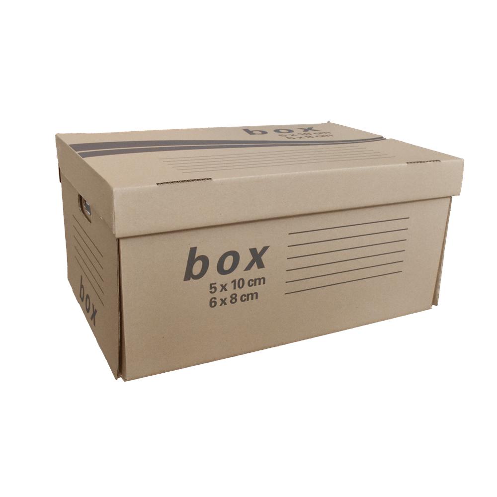 Archiváló konténer karton doboz fedeles 54x36x25cm, felfelé nyíló tetővel Fornax kép