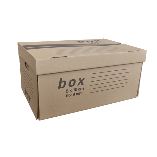 Archiváló konténer karton doboz fedeles 54x36x25cm, felfelé nyíló tetővel Fornax kép
