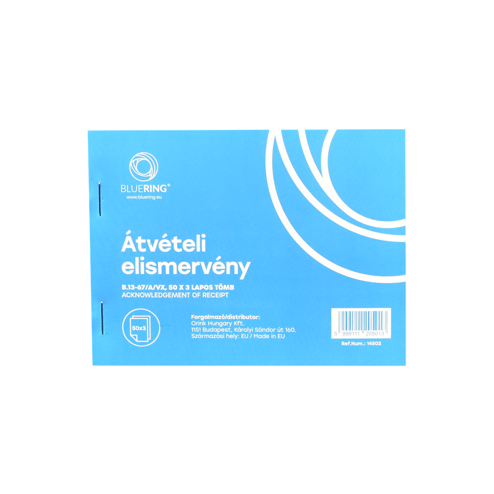 Átvételi elismervény A6, 50x3lapos B.13-67/A/VX Bluering® kép