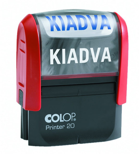Bélyegző COLOP Printer IQ20/L fix szavas KIADVA piros párnával