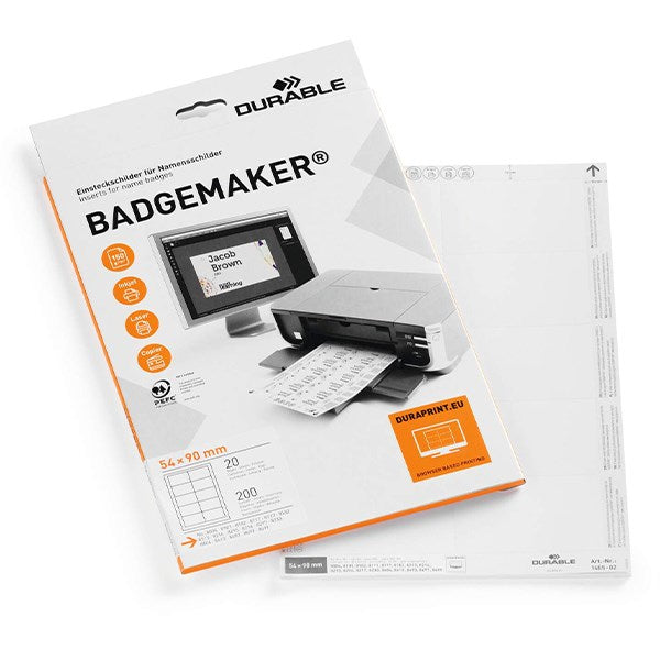 Betétlap névtáblához DURABLE 54x90 mm fehér 200 lapos