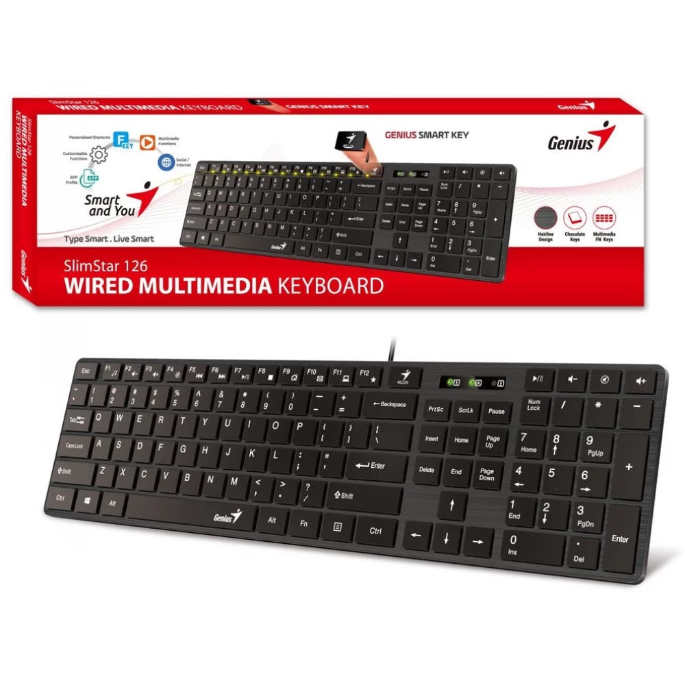 Billentyűzet vezetékes SlimStar 126 Genius fekete kép