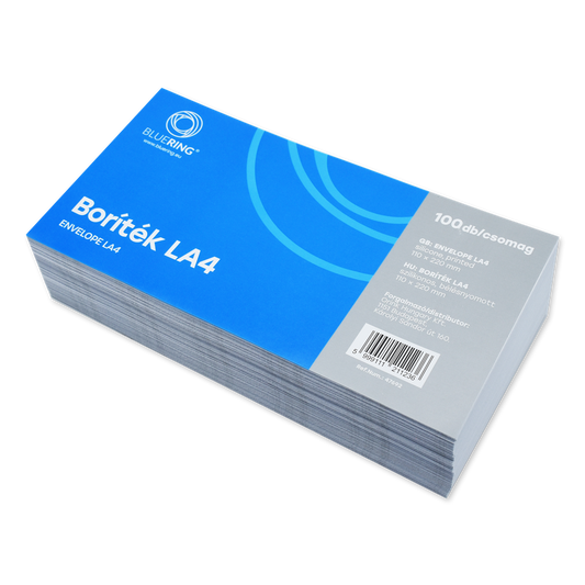 Boríték LA4 szilikonos bélésnyomott 110×220mm Bluering® 100 db/csom fehér kép