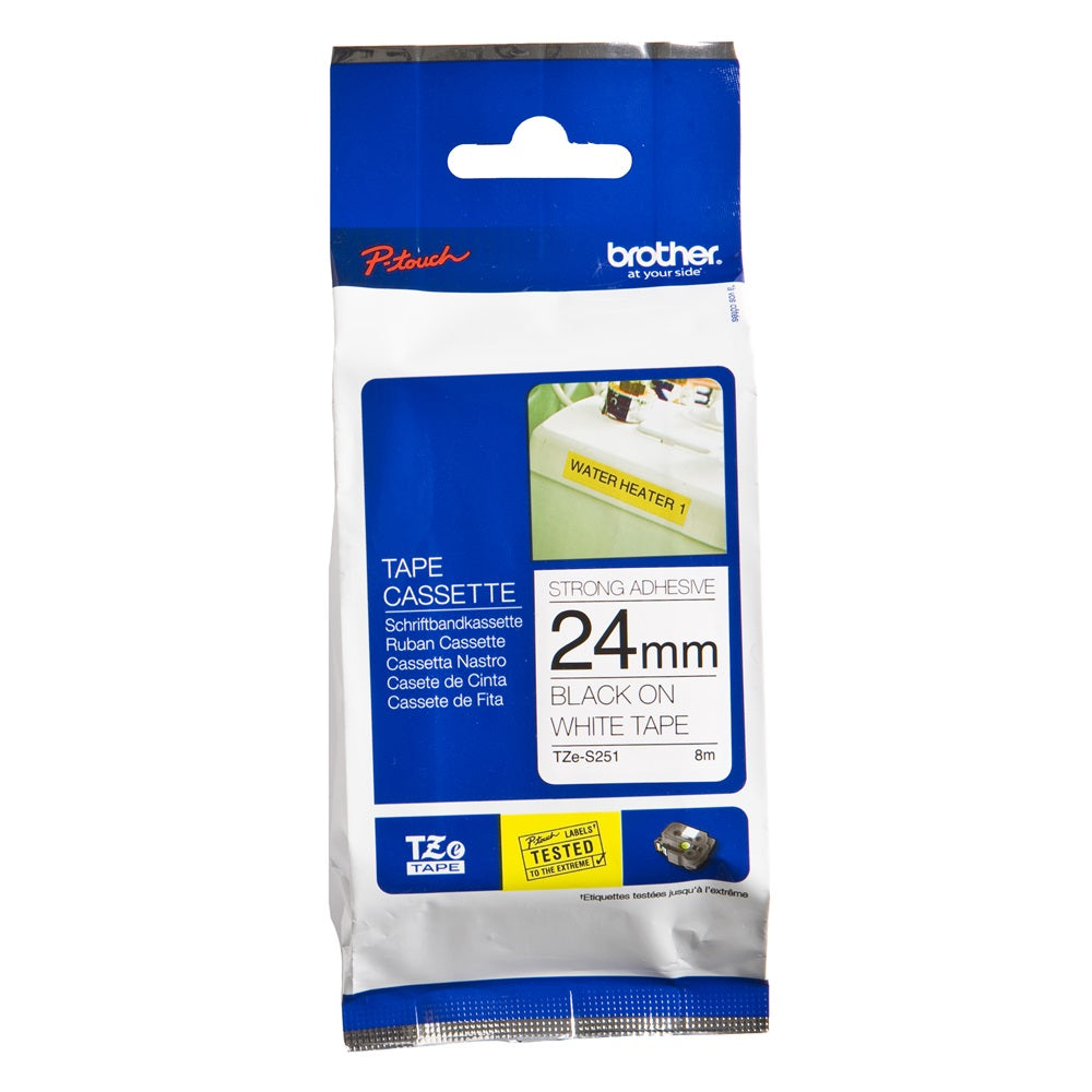 Feliratozógép szalag, Brother TZES251 24mmx8m ORIGINAL fekete/fehér kép