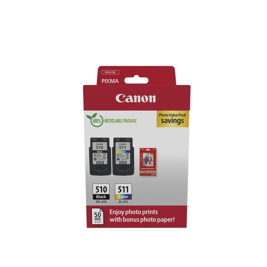 Canon PG510/511 tintapatron multipack + 50lap GP501 10x15 fényes fotópapír ORIGINAL kép