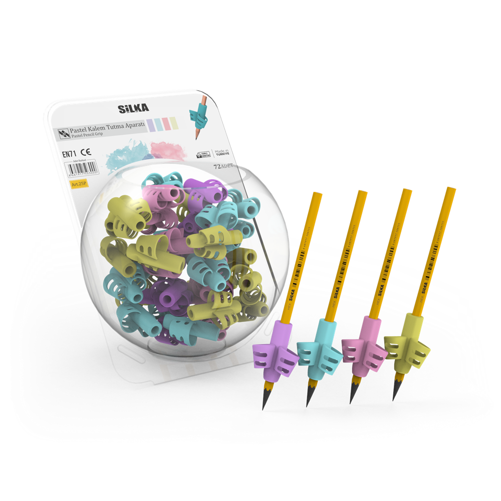 Ceruza markolat, fogássegítő, szilikon, pasztell, 72 db/display, Silka kép
