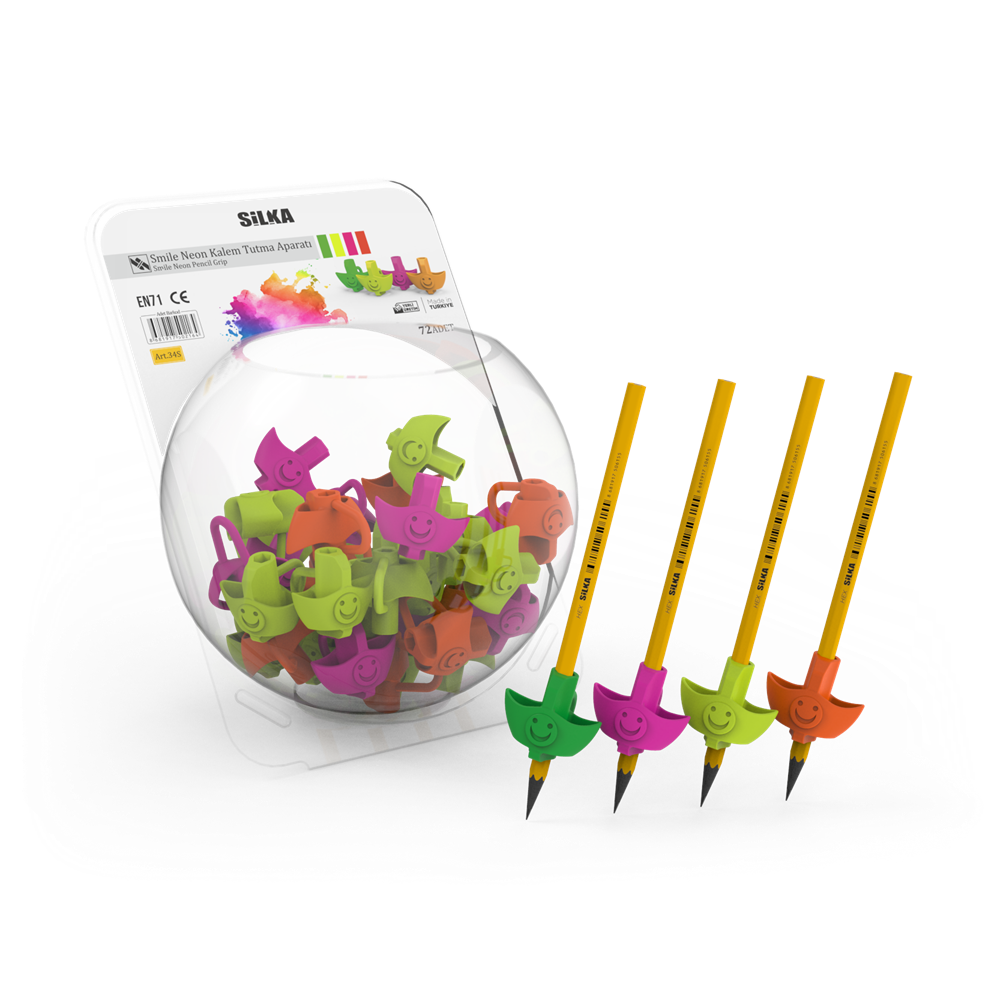 Ceruza markolat, fogássegítő, szilikon, smile, 72 db/display, Silka kép