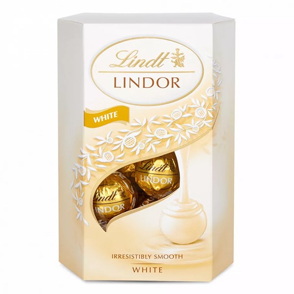 Csokoládé LINDT Lindor White fehércsokoládé golyók díszdobozban 200 g