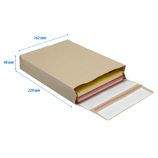 Csomagküldő webshop tasak 162x229x40mm, erős kraft papírból 250 db/doboz, E-green barna kép