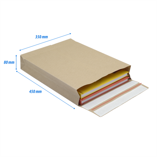 Csomagküldő webshop tasak 350x450x80mm, erős kraft papírból 200 db/doboz, E-green barna kép