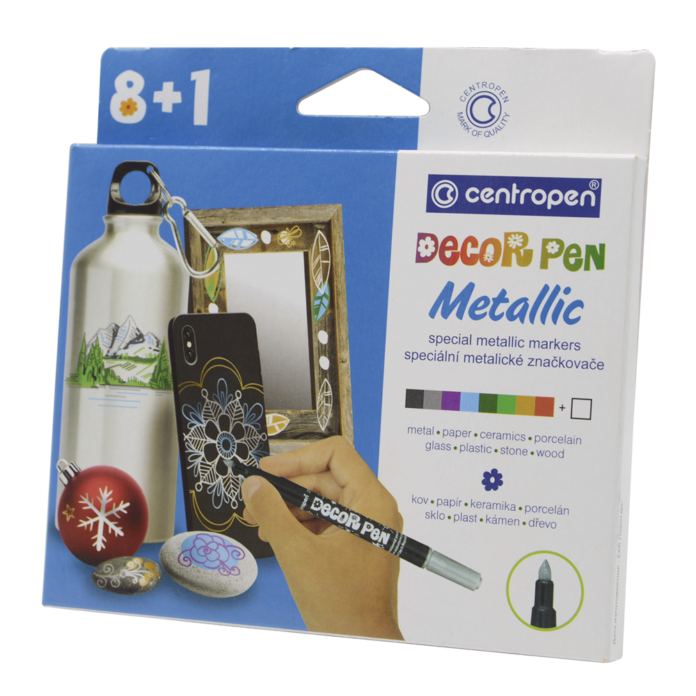 Dekormarker 1,5mm, Centropen 2737 8+1-es készlet, metál kép