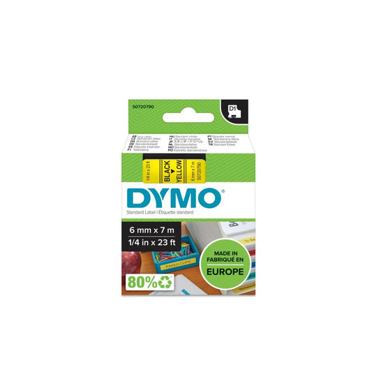 Feliratozógép szalag Dymo D1 S0720790/43618 6mmx7m, ORIGINAL, fekete/sárga kép