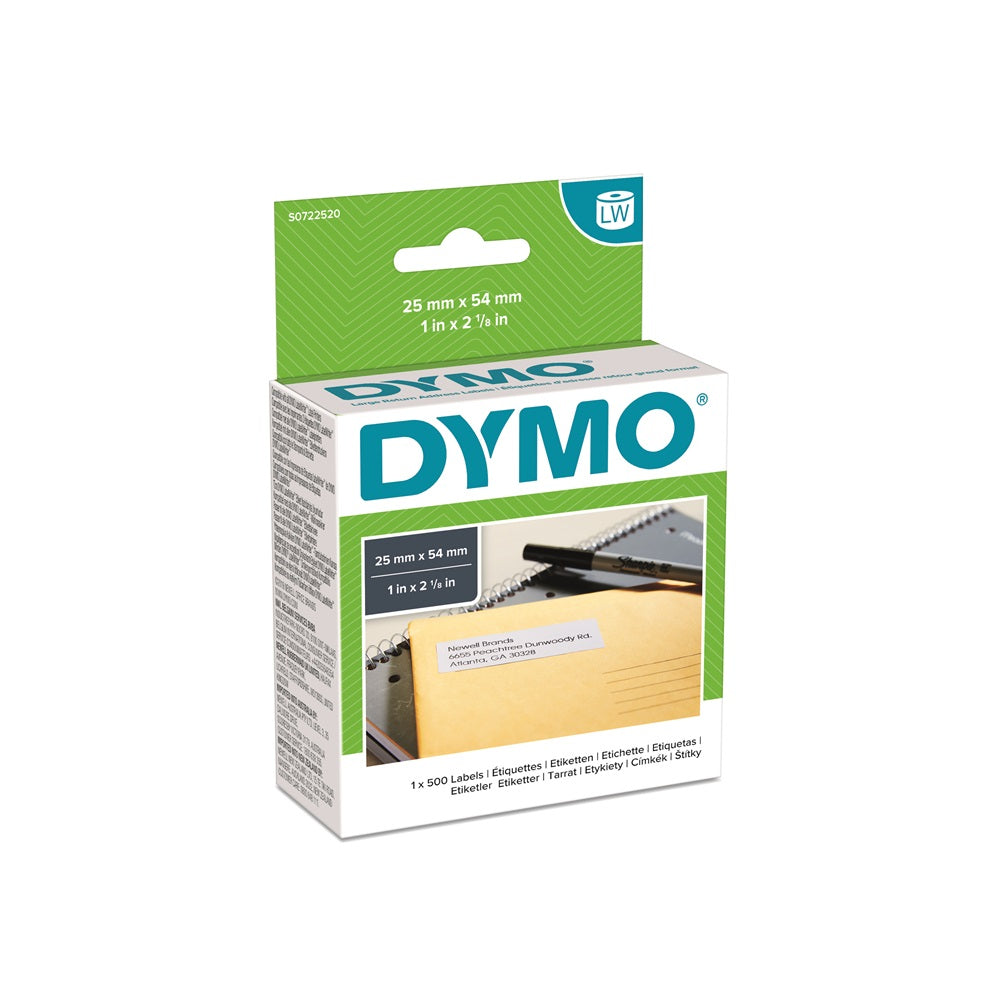 Etikett Dymo LW nyomtatóhoz 25x54mm 500 db etikett/doboz Original fehér kép