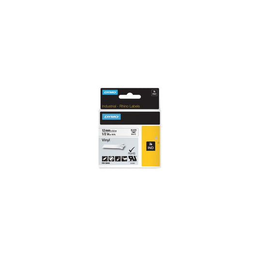 Feliratozógép szalag Dymo S0718600/18444 12mmx5,5m, ORIGINAL, fekete/fehér kép