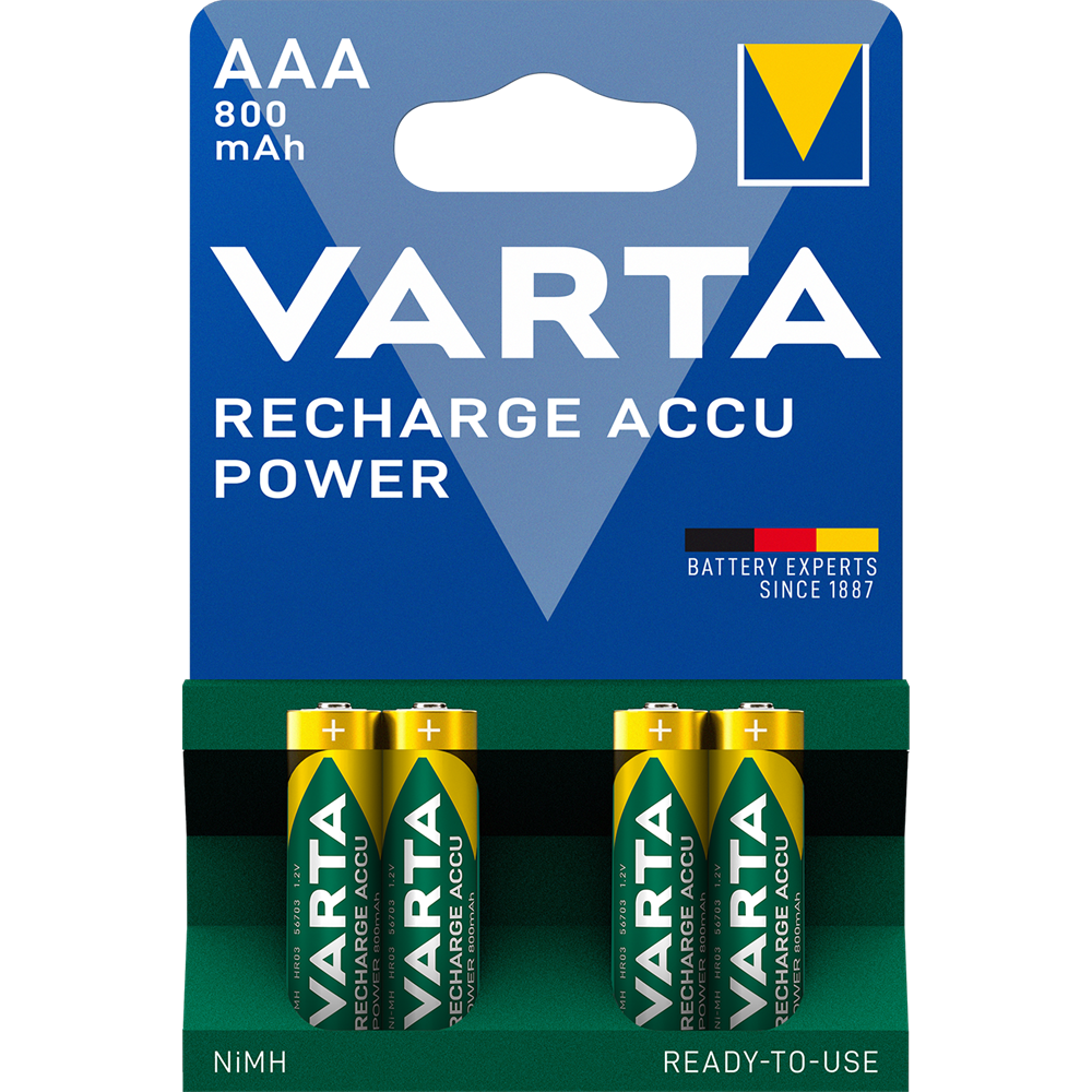 Elem tölthető akku AAA mikro 800 mAH Power 4 db/csomag, Varta kép