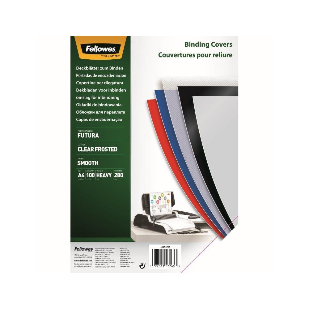 Előlap, A4, 280 mikron, PP, matt, 100 db/csomag, Fellowes® Futura, tejfehér kép