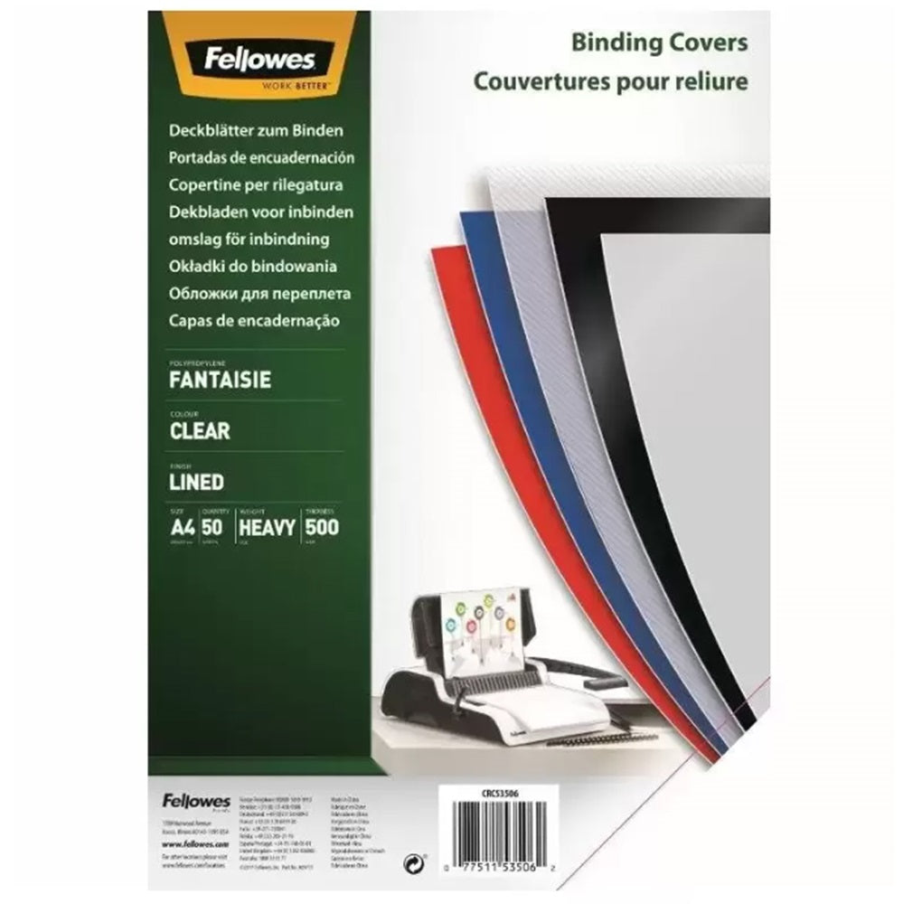 Előlap, A4, 500 mikron, 50 db/csomag, Fellowes® Fantaisie, áttetsző kép