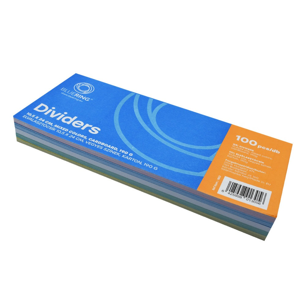 Elválasztócsík, karton 190g. 10,5x24cm, 100 db/csomag, Bluering® vegyes színek kép