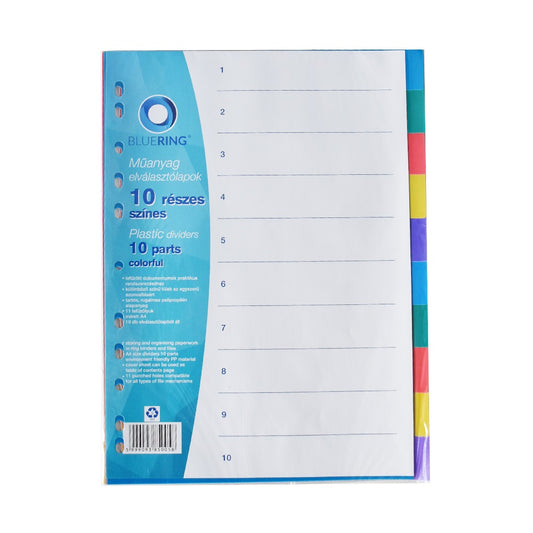 Elválasztólap, színes műanyag 10 részes Bluering® kép