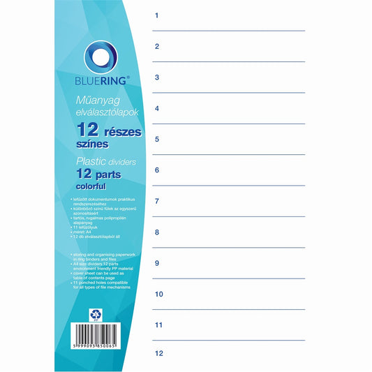 Elválasztólap, színes műanyag 12 részes Bluering® kép
