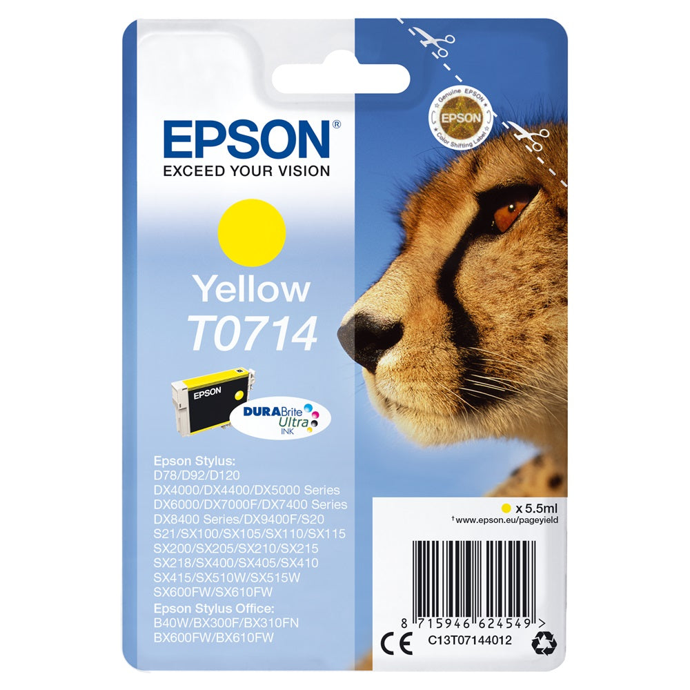 Epson T0714 tintapatron yellow ORIGINAL kép