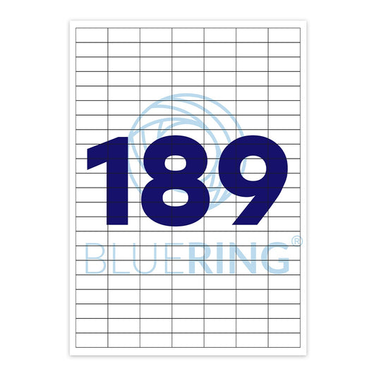 Etikett címke, 25,4x10mm, 100 lap, 189 címke/lap  Bluering® kép