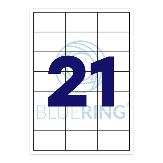 Etikett címke, 63x39,5mm, 100 lap, 21 címke/lap Bluering® kép