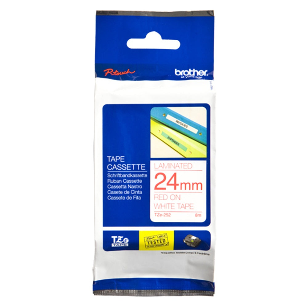 Feliratozógép szalag, Brother TZE252 24mmx8m ORIGINAL fehér/piros kép