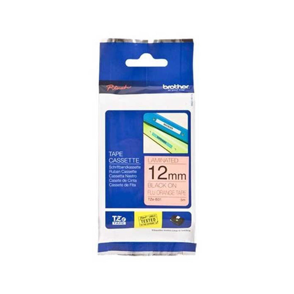 Feliratozógép szalag, Brother TZEB31 12mmx5m ORIGINAL fekete/narancs kép