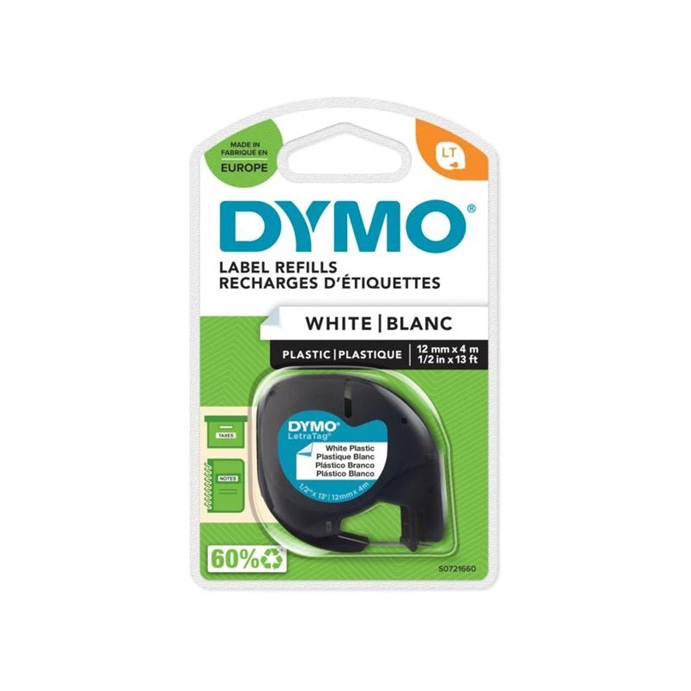 Feliratozógép szalag Dymo Letratag S0721660/59422 12mmx4m ORIGINAL fehér kép