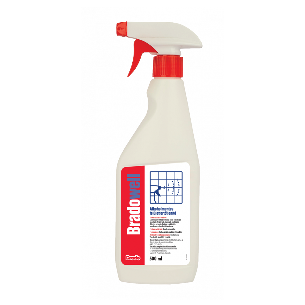 Felületfertőtlenítő antibakteriális tisztító folyadék szórófejes 500 ml Bradowell kép