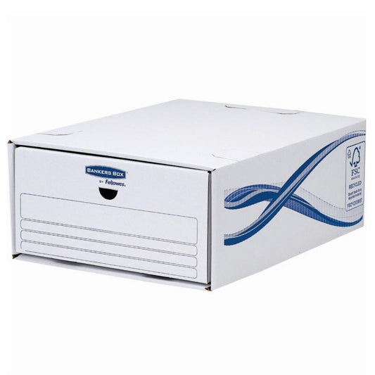 Fiókos irattároló, fiók, karton, 135 x 279 x 362 mm, Fellowes® Bankers Box Basic, 5 db/csomag, kék-fehér kép