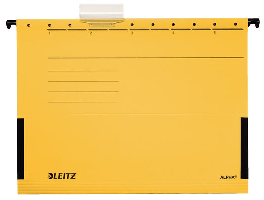 Függőmappa oldalvédelemmel LEITZ Alpha Standard A/4 karton sárga 25 darabos