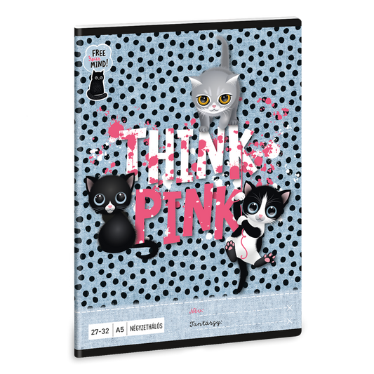 Füzet iskolai A5, 32lap, kockás 27-32 Ars Una THINK-PINK (5285) 23 10db/csomag kép
