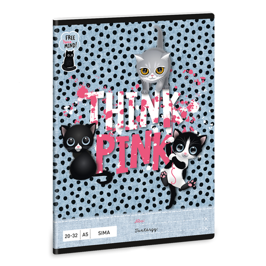 Füzet iskolai A5, 32lap, sima 20-32 Ars Una THINK-PINK (5285) 23 10db/csomag kép