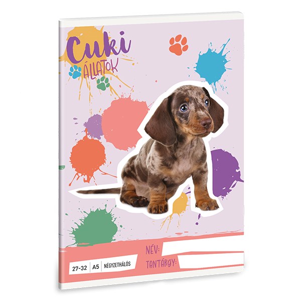 Füzet kockás ARS UNA A/5 32 lapos 27-32 Cuki-Harlekin tacskó