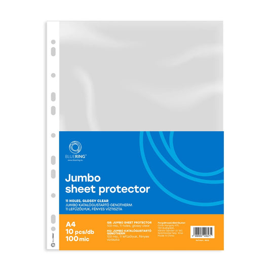 Genotherm lefűzhető, A4, 100 micron jumbo víztiszta Bluering® 10 db/csomag, kép