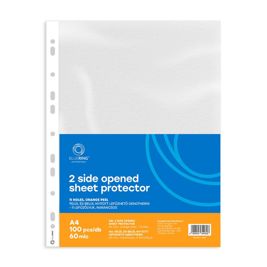 Genotherm lefűzhető, A4, 60 micron kétoldalt (felül és belül) nyitott narancsos Bluering® 100 db/csomag, kép