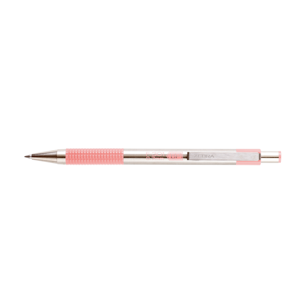 Golyóstoll 0,7mm, pasztell rózsaszín test, Zebra F-301, írásszín kék kép