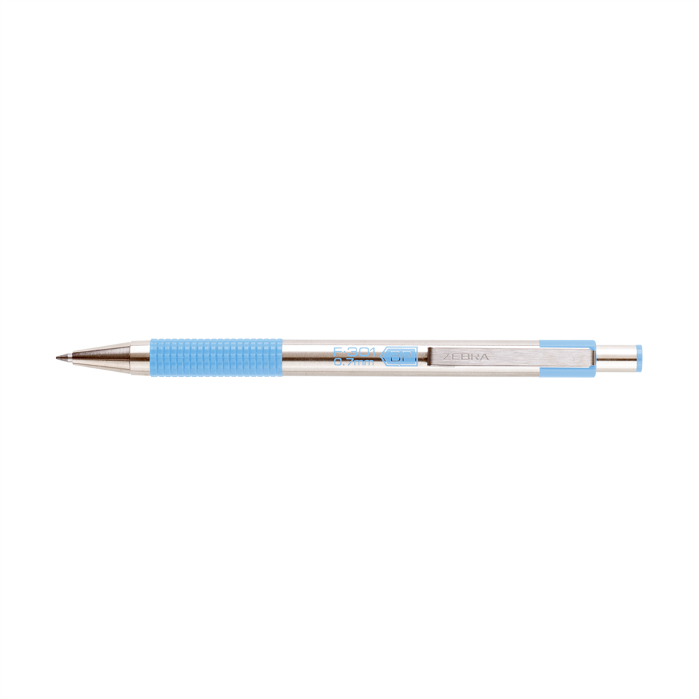 Golyóstoll 0,7mm, pasztell világoskék test, Zebra F-301, írásszín kék kép