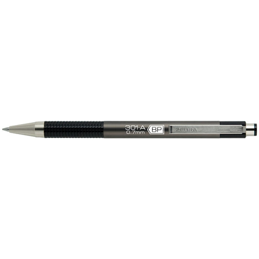 Golyóstoll 0,7mm, metál antracit test, Zebra F-301A, írásszín kék kép