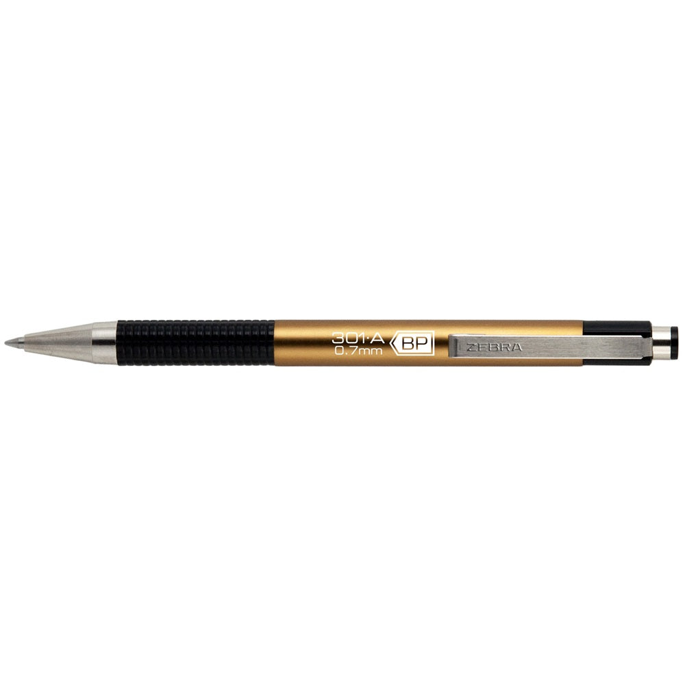 Golyóstoll 0,7mm, metál pezsgő test, Zebra F-301A, írásszín kék kép