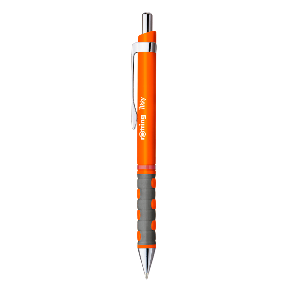 Golyóstoll neonnarancs test, Rotring Tikky III, írásszín kék kép