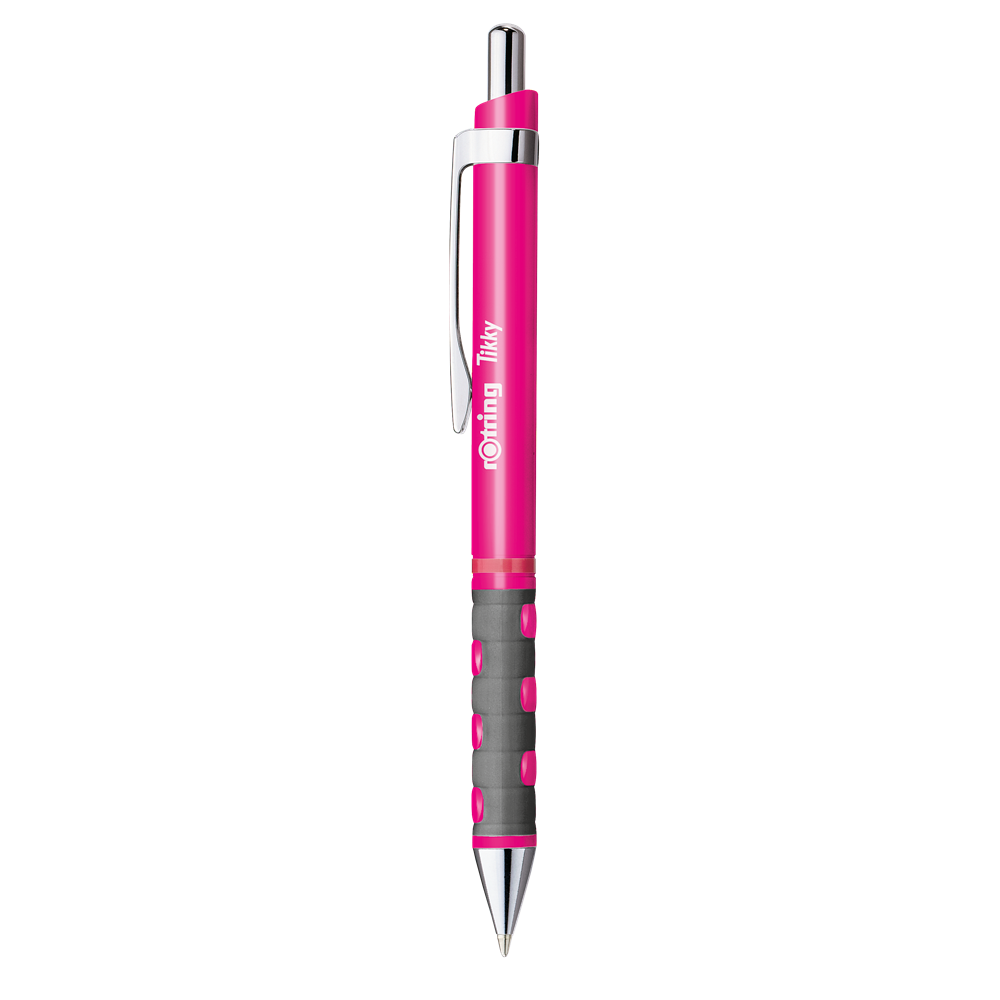 Golyóstoll neonpink test, Rotring Tikky III, írásszín kék kép