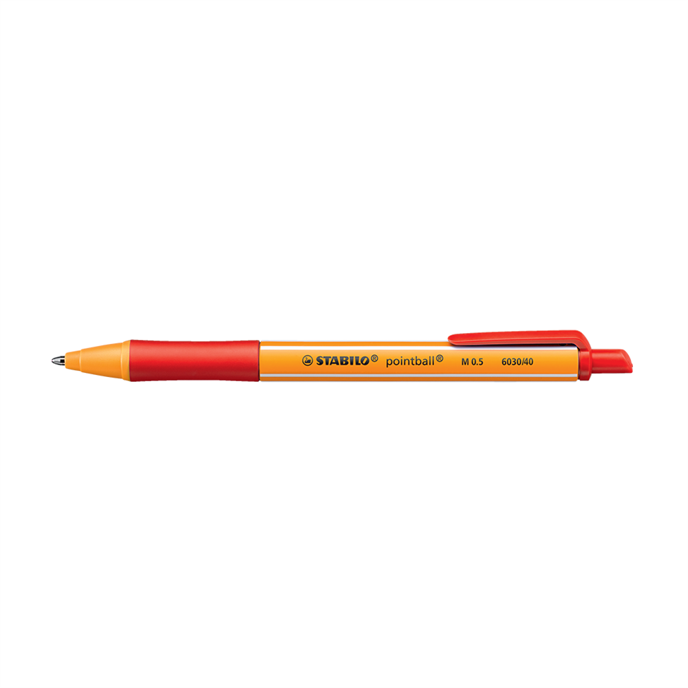 Golyóstoll nyomógombos 0,5mm, Stabilo pointball 6030/40, írásszín piros kép