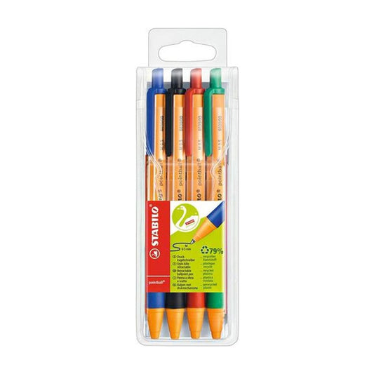 Golyóstoll nyomógombos 0,5mm, Stabilo pointball 6030/4 4-es készlet kép