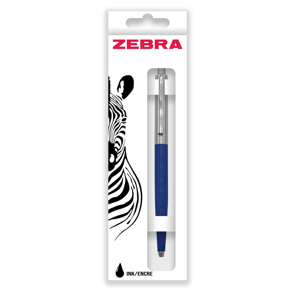 Golyóstoll nyomógombos 0,7mm, dobozban kék test, Zebra 901, írásszín kék kép