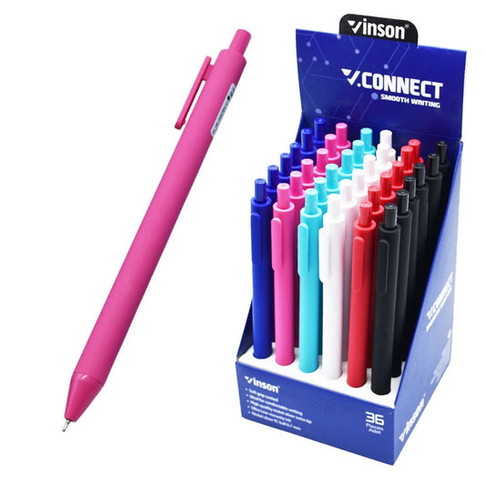 Golyóstoll nyomógombos 0,7mm Vinson Connect S1C vegyes test displ 36 db/display kép