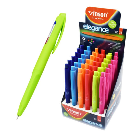 Golyóstoll nyomógombos 0,7mm Vinson Elegance 8055C vegyes test displ 36 db/display kép